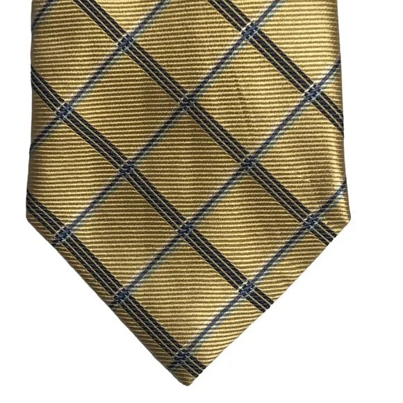Chaps Yellow and Blues Plaid Silk Tie - Picture 6 of 15